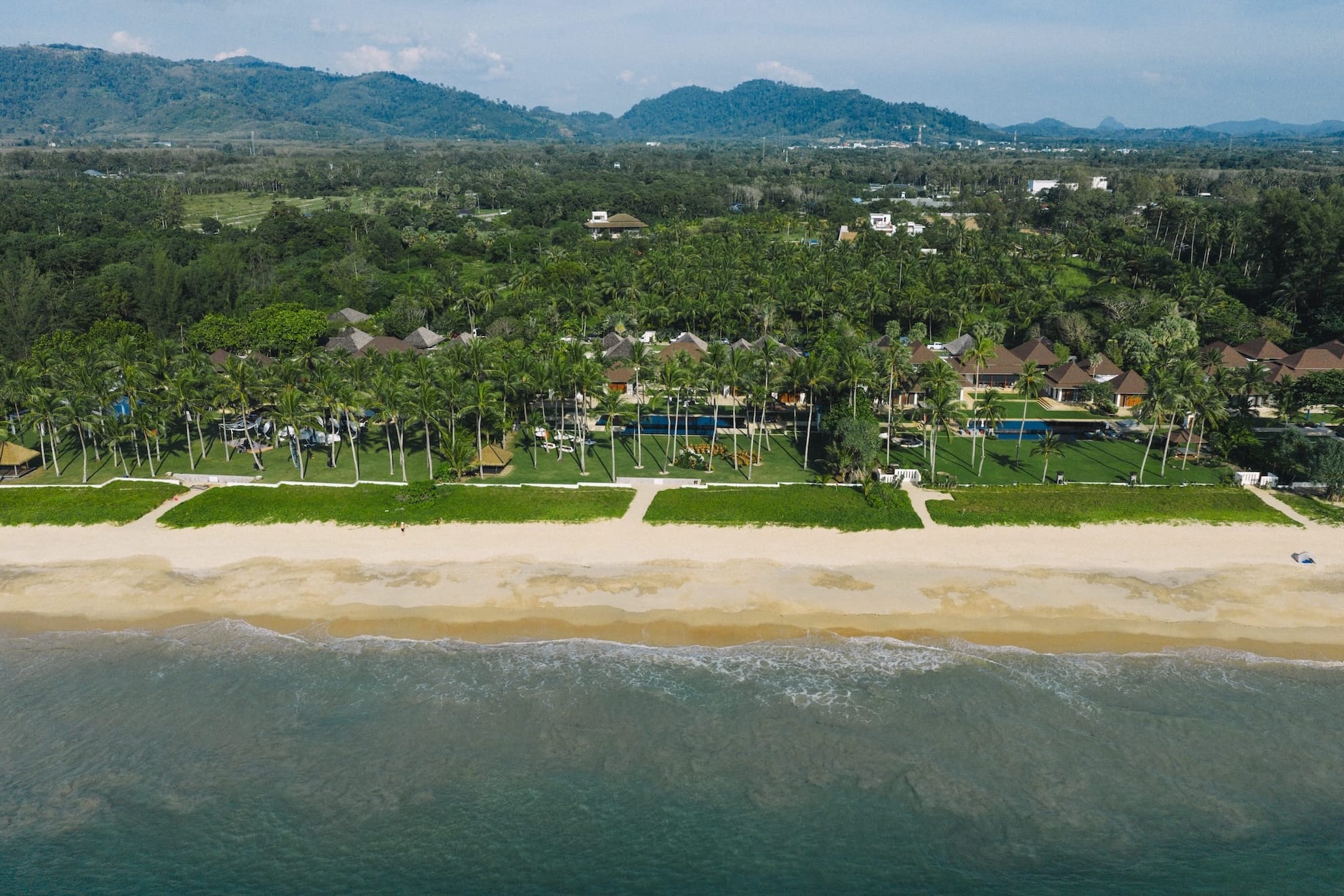 Aerial view of tropical resort and private beach venue in Phuket Thailand