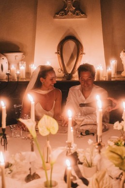 Intimate elopement dinner with candlelight and champagne