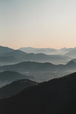 Layered mountain landscape above the Amalfi Coast at dusk