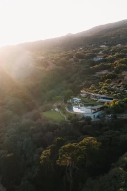 Secluded hillside wedding venue overlooking the coast in Corsica