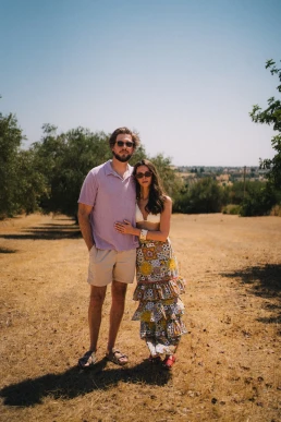 Couple embracing during a relaxed portrait session in Sicily